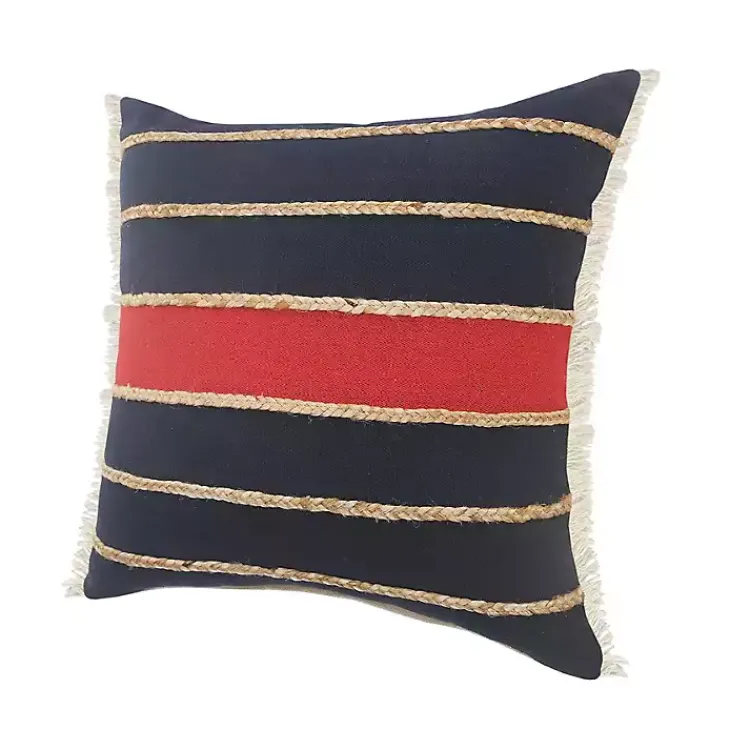 Pillows>Kirklands Home Red & Navy Nautical Rope Throw Pillow. 20x20