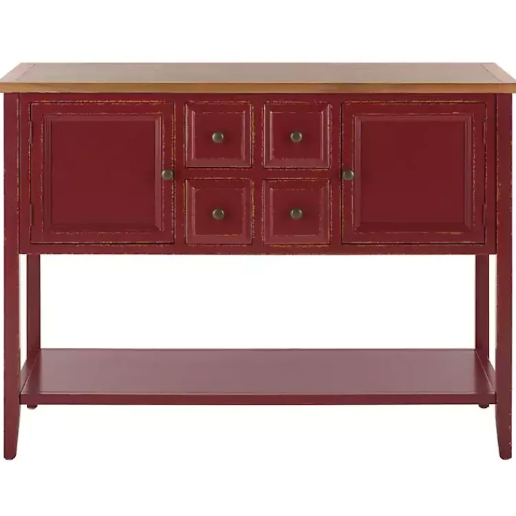 Kirklands Home & Oak 4-Drawer Charlotte Sideboard Red New