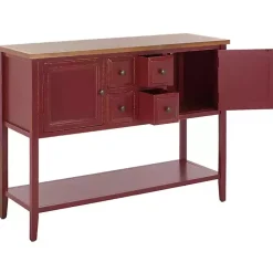 Kirklands Home & Oak 4-Drawer Charlotte Sideboard Red New