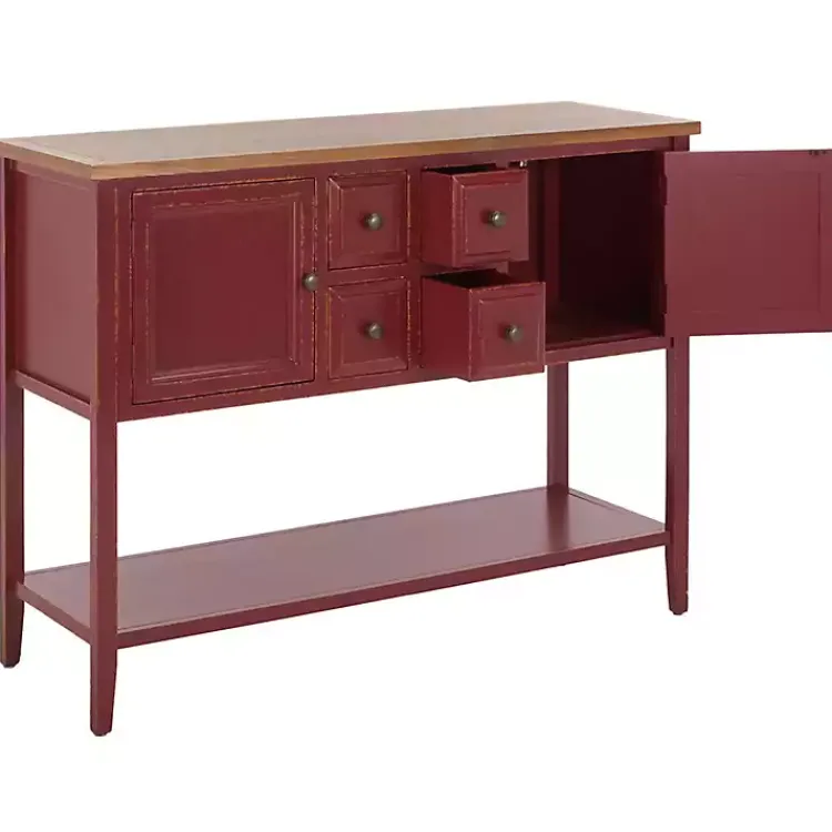 Kirklands Home & Oak 4-Drawer Charlotte Sideboard Red New