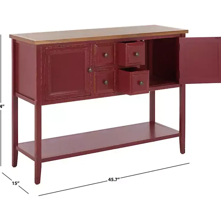 Kirklands Home & Oak 4-Drawer Charlotte Sideboard Red New