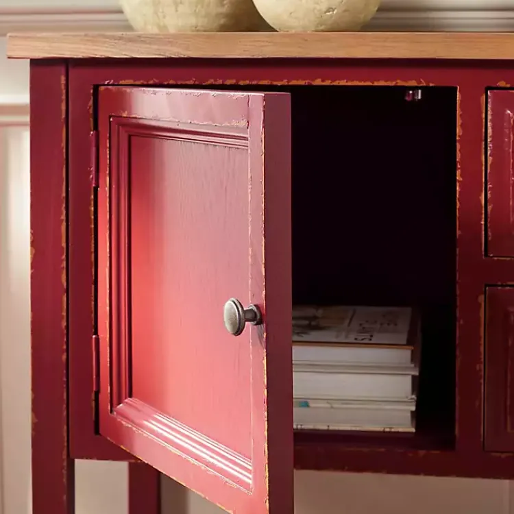 Kirklands Home & Oak 4-Drawer Charlotte Sideboard Red New