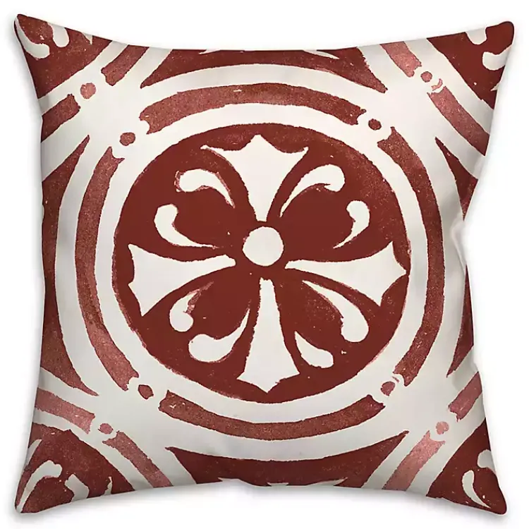 Pillows>Kirklands Home Red & White Medallion Indoor/Outdoor Pillow