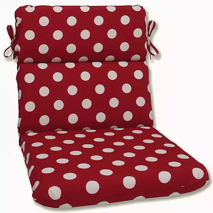 Kirklands Home Red & White Polka Dot Chair Cushion