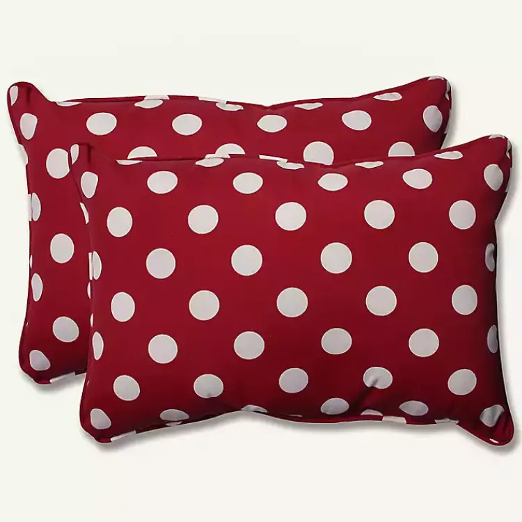 Kirklands Home Red & White Polka Dot Long Pillows, Set of 2 Sale