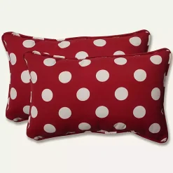 Kirklands Home Red & White Polka Dot Lumbar Pillows, Set of 2