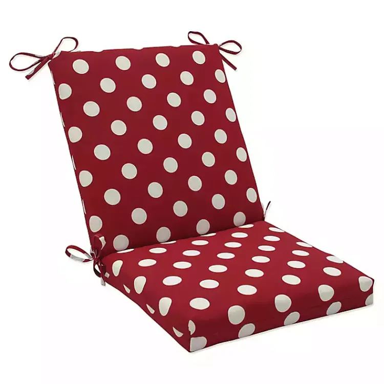 Kirklands Home Red & White Polka Dot Outdoor Chair Cushion New