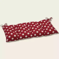 Kirklands Home Red & White Polka Dot Tufted Outdoor Bench Cushion Discount