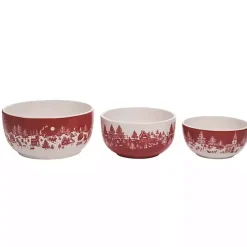 Christmas Dining & Entertaining>Kirklands Home Red & White Toile Christmas Bowls, Set of 3