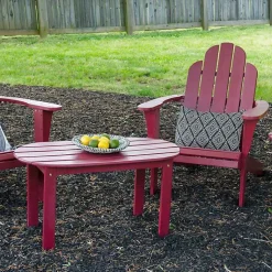 Kirklands Home Acacia Wood Oval Adirondack Coffee Table Red Hot