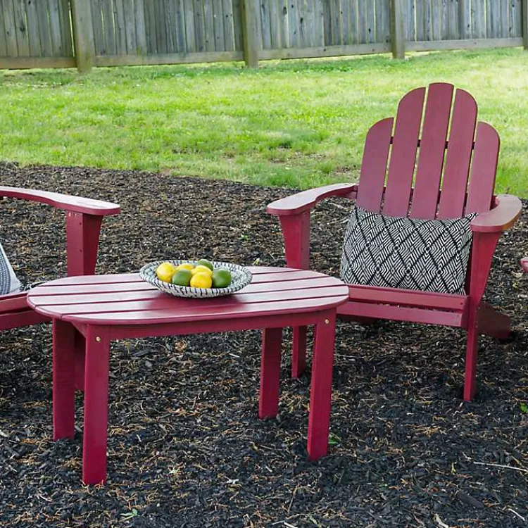 Kirklands Home Acacia Wood Oval Adirondack Coffee Table Red Hot