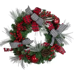 Wreaths>Kirklands Home Red and Black Bow Wreath