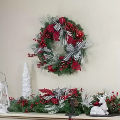 Wreaths>Kirklands Home Red and Black Bow Wreath