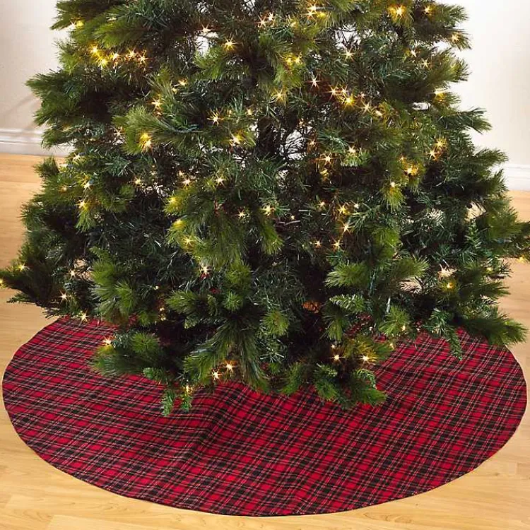 Christmas Tree Skirts & Collars>Kirklands Home Red and Black Classic Plaid Tree Skirt