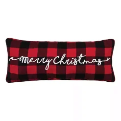 Christmas Pillows>Kirklands Home Red and Black Plaid Merry Christmas Pillow