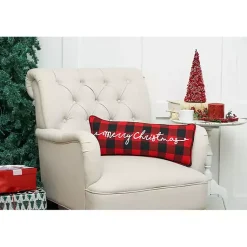Christmas Pillows>Kirklands Home Red and Black Plaid Merry Christmas Pillow