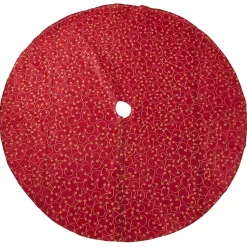 Christmas Tree Skirts & Collars>Kirklands Home Red and Gold Emboidered Tree Skirt