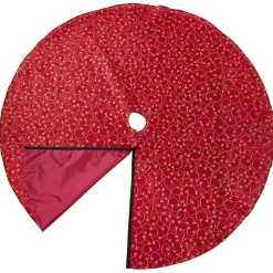 Christmas Tree Skirts & Collars>Kirklands Home Red and Gold Emboidered Tree Skirt