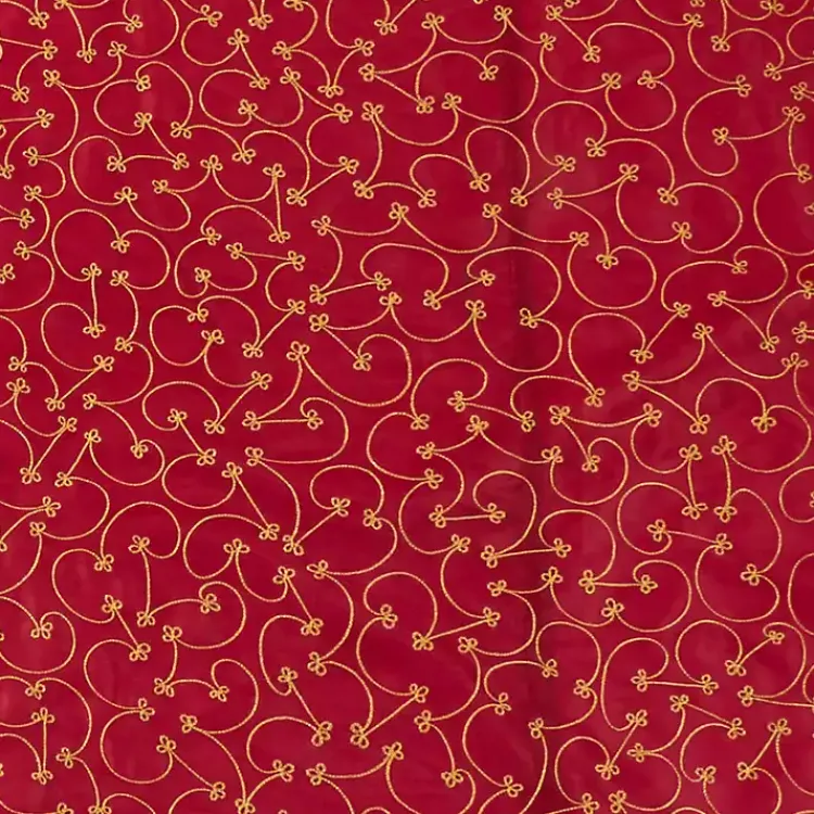 Christmas Tree Skirts & Collars>Kirklands Home Red and Gold Emboidered Tree Skirt