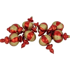 Christmas Ornaments>Kirklands Home Red and Gold Finial Ornaments, Set of 8