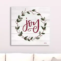 Christmas Art & Wall Decor>Kirklands Home Red and Green Joy Wreath Canvas Art Print