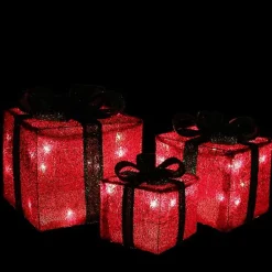 Outdoor Christmas Decorations>Kirklands Home Red and Green LED Lit Christmas Gifts, Set of 3