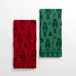 Christmas Dining & Entertaining>Kirklands Home Red and Green Nucracker Kitchen Towels, Set of 2