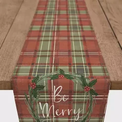 Christmas Dining & Entertaining>Kirklands Home Red and Green Plaid Be Merry Table Runner