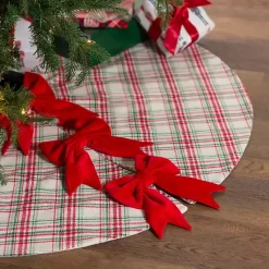 Christmas Tree Skirts & Collars>Kirklands Home Red and Green Plaid Tree Skirt with Bows