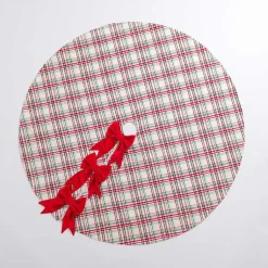 Christmas Tree Skirts & Collars>Kirklands Home Red and Green Plaid Tree Skirt with Bows