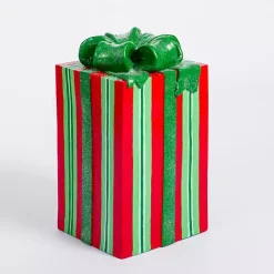Christmas Decorations>Kirklands Home Red and Green Striped Christmas Present Statue