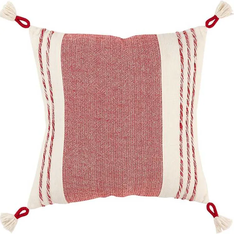 Pillows>Kirklands Home Red and Ivory Color Block Pillow