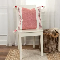 Pillows>Kirklands Home Red and Ivory Color Block Pillow