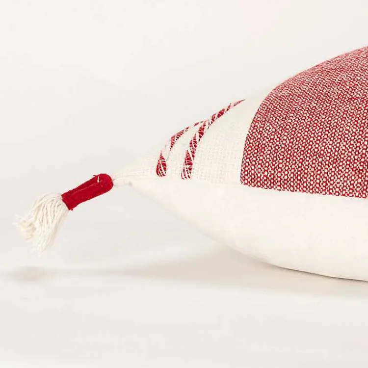 Pillows>Kirklands Home Red and Ivory Color Block Pillow