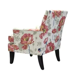 Kirklands Home Red and Ivory Floral Upholstered Accent Chair Outlet