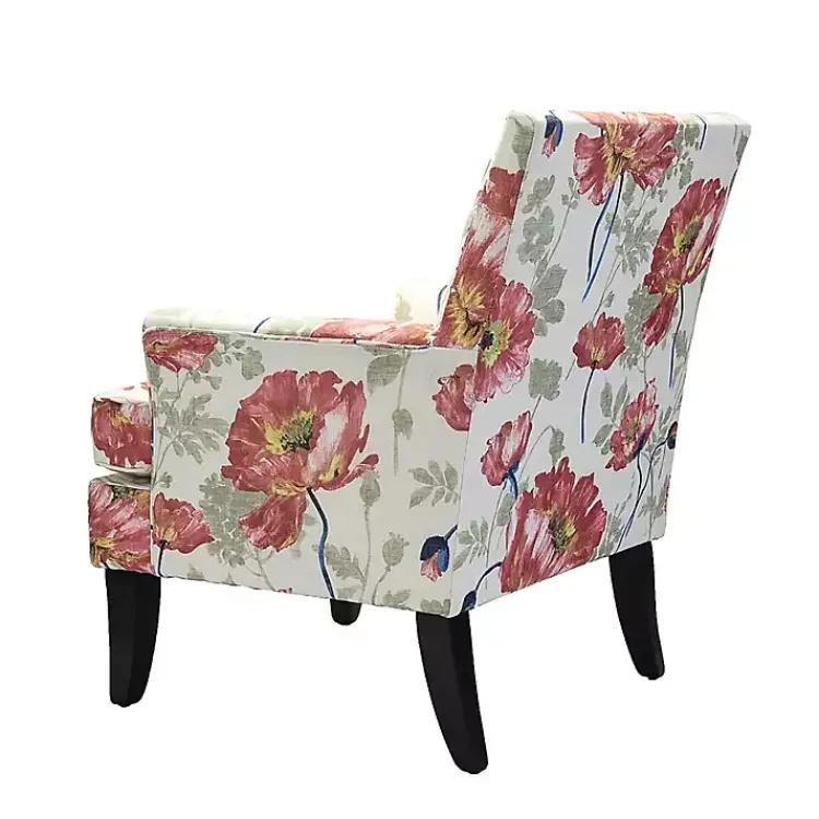 Kirklands Home Red and Ivory Floral Upholstered Accent Chair Outlet