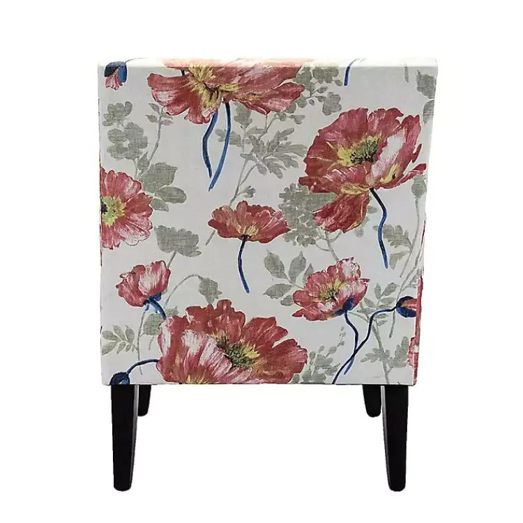 Kirklands Home Red and Ivory Floral Upholstered Accent Chair Outlet