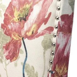 Kirklands Home Red and Ivory Floral Upholstered Accent Chair Outlet