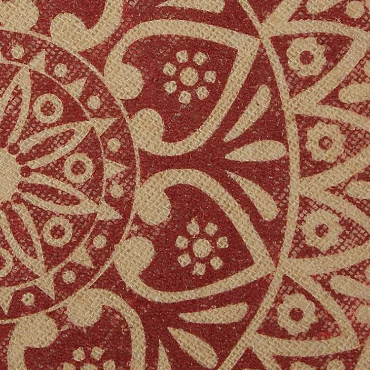 Kirklands Home Red and Natural Print Round Placemats, Set of 6