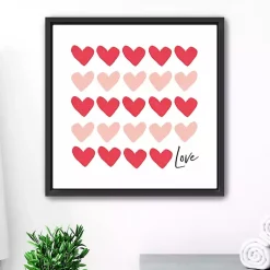 Valentines Day Decorations>Kirklands Home Red and Pink Hearts Freamed Canvas Art Print