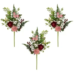 Stems & Bouquets>Kirklands Home Red and Pink Mixed Floral Stems, Set of 3