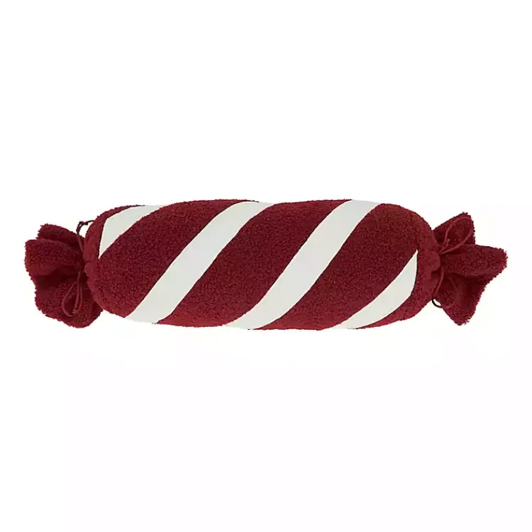Christmas Pillows>Kirklands Home Red and White Candy Roll Pillow