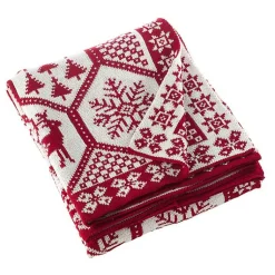 Christmas Decorations>Kirklands Home Red and White Geometric Christmas Throw Blanket