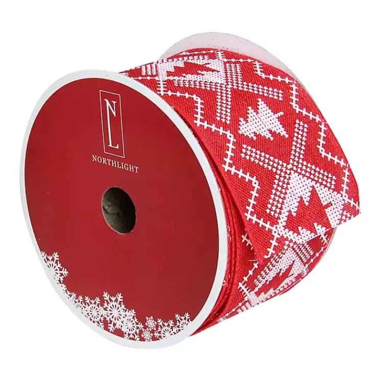 Christmas Tree Decorations>Kirklands Home Red and White Nordic Tree 16 yard Christmas Ribbon