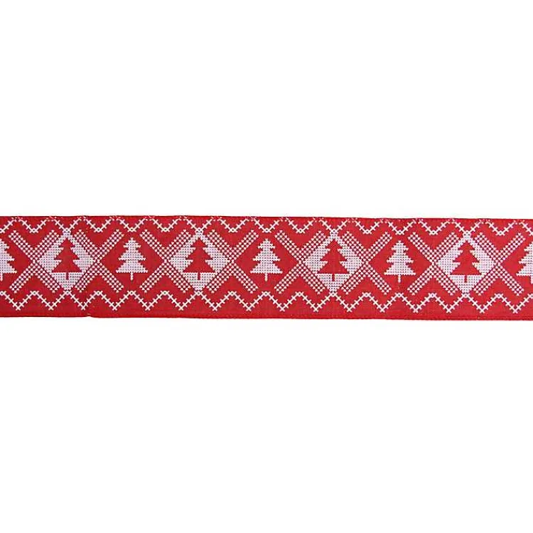 Christmas Tree Decorations>Kirklands Home Red and White Nordic Tree 16 yard Christmas Ribbon