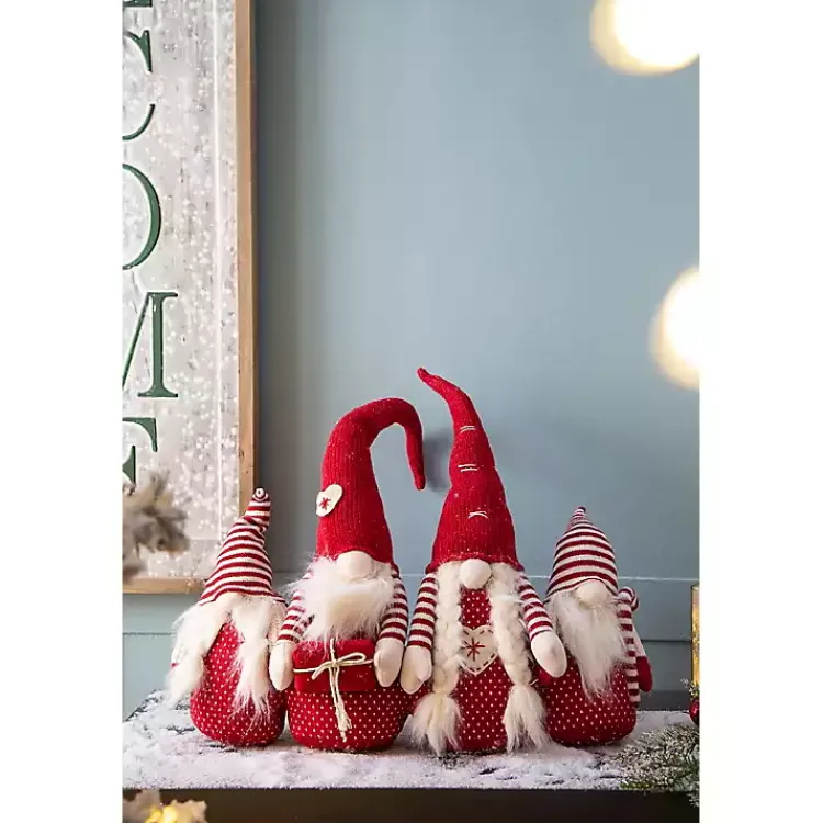 Christmas Decorations>Kirklands Home Red and White Plush Gnome Decoration