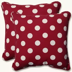 Kirklands Home Red and White Polka Dot Outdoor Pillows, Set of 2 Discount