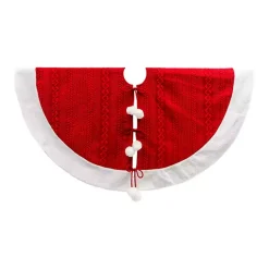 Christmas Tree Skirts & Collars>Kirklands Home Red and White Pom Pom Tree Skirt