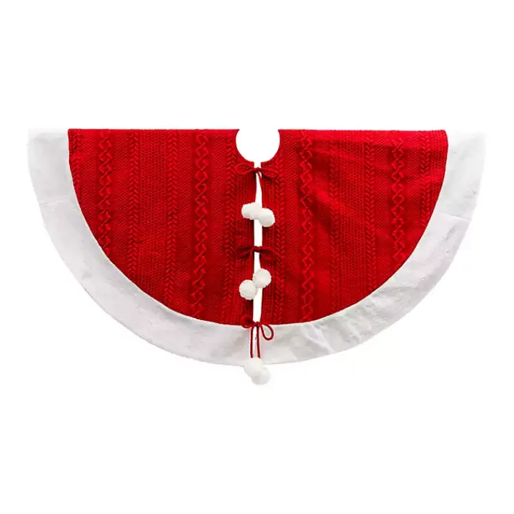Christmas Tree Skirts & Collars>Kirklands Home Red and White Pom Pom Tree Skirt