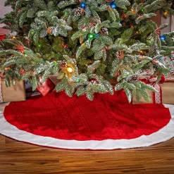 Christmas Tree Skirts & Collars>Kirklands Home Red and White Pom Pom Tree Skirt